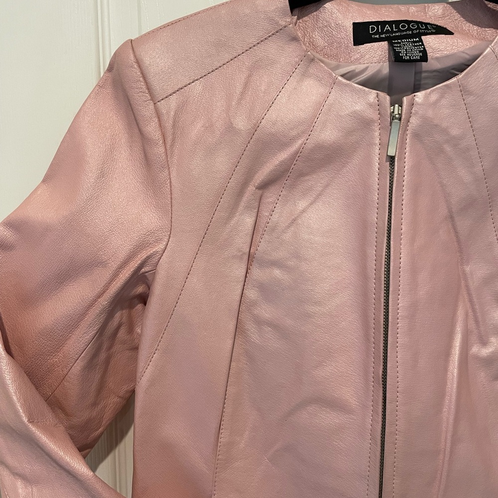 Dialogue Pink Leather Jacket - Picture 9 of 13